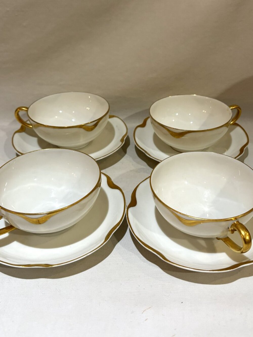 Set of 4 Haviland Limoges France Teacup Saucer Dulin & Martin Co. Washington DC